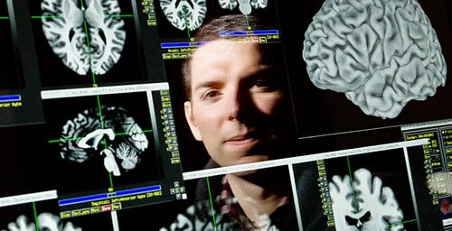 This image is of Aron Barbey and his brain scans.