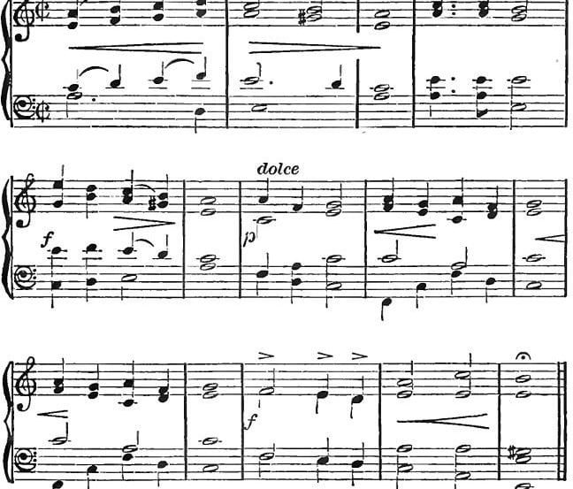 The image shows a section of the sheet music score for The Music of Bohemia.