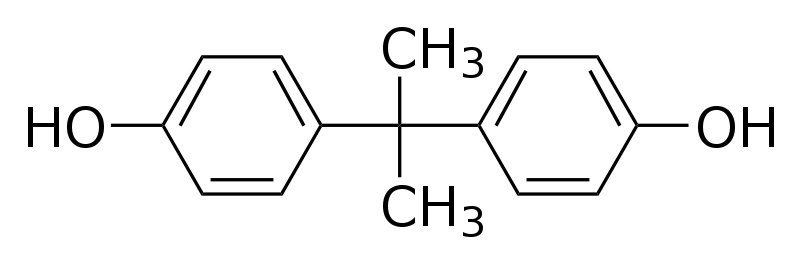 The image shows the chemical structure of bisphenol A.