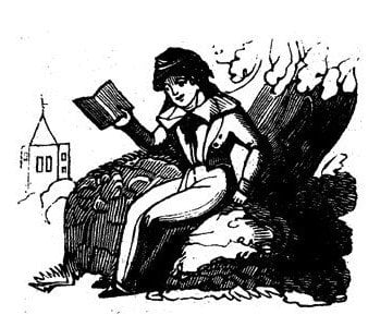 This is a drawing of a child reading a book.