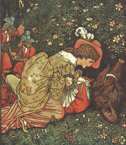 This image is of Beauty and the Beast by Walter Crane.