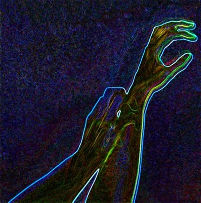 The image shows a person scratching their arm.