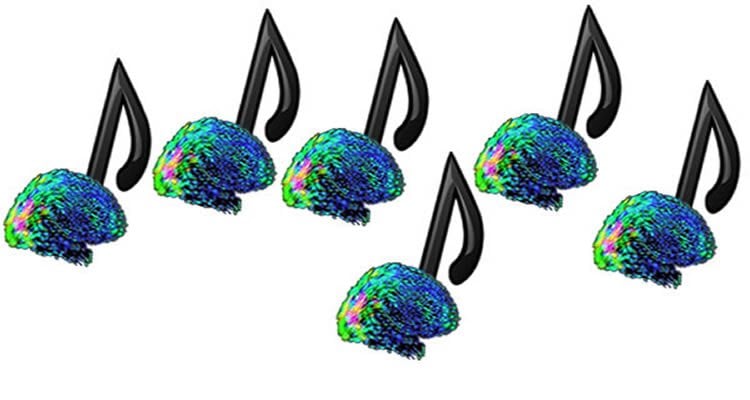 This image shows brains as the feet of musical notes.