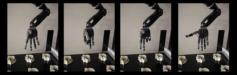 The collection of images shows the hand and fingers of the robotic arm in different positions.