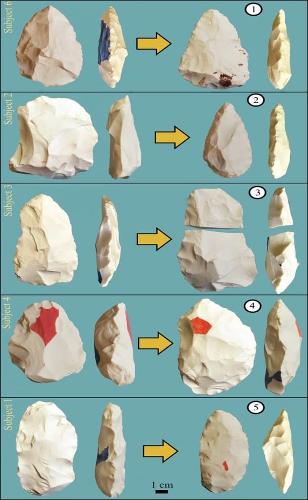 This shows the hand axes used.