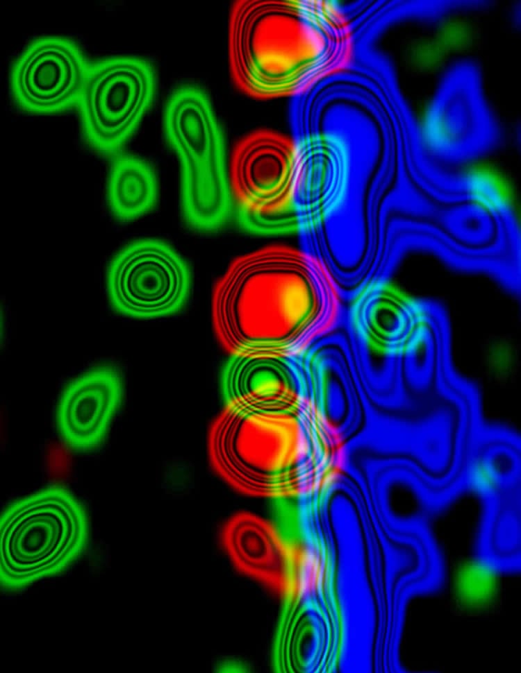 This shows green, red and blue blobs of color.