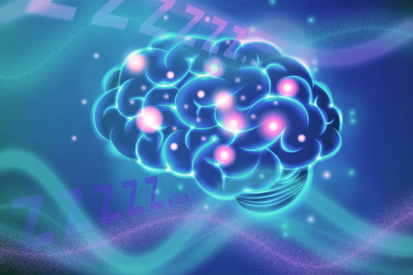 Illustration of a brain with balls inside all networked together.