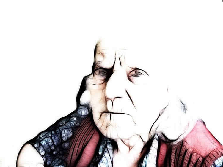 Drawing of an old lady.