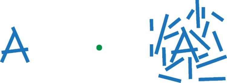 Image shows a letter A and a letter A surrounded by lines.