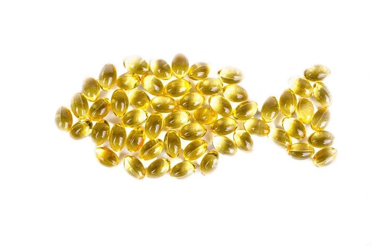 Image shows Omega 3 pills in the shape of a fish.