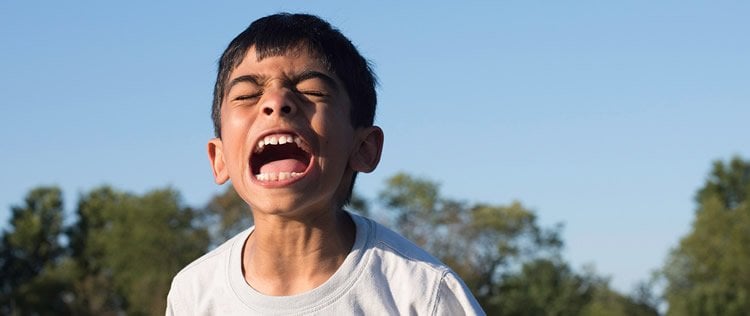 Image shows a screaming little boy.