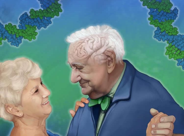 Image shows an old couple dancing.