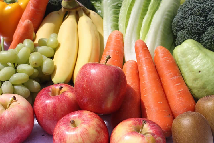 Image shows fruits and veggies.