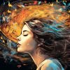 This shows a woman listening to music.