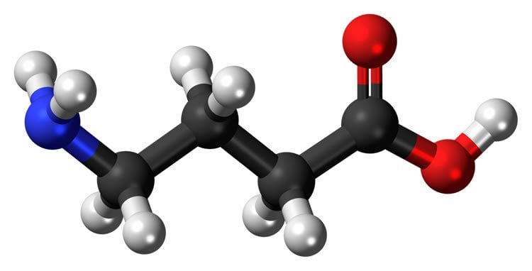 Image shows the chemical structure of GABA, a neurotransmitter implicated in schizophrenia.