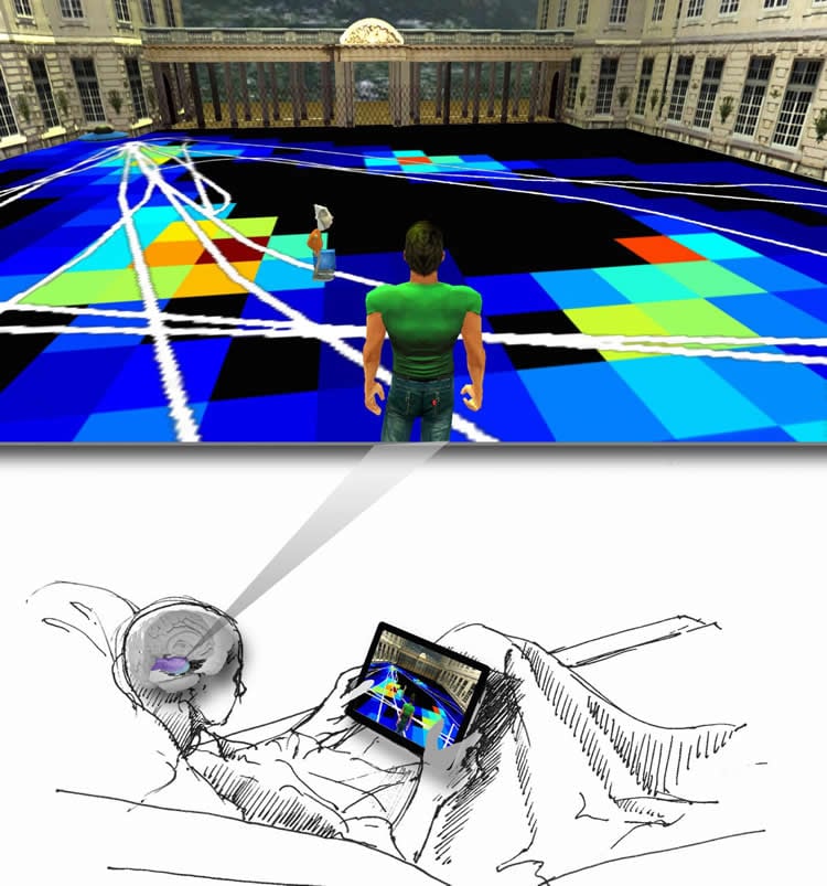 Image shows the virtual reality environment.