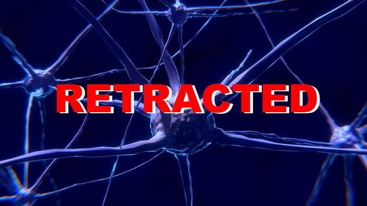 Image shows a neurons and the word Retracted.