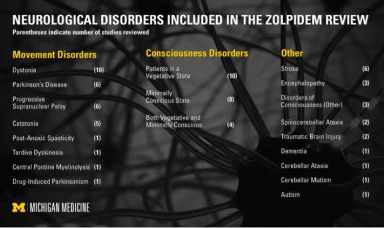Image shows a illnesses zolpidem could treat.