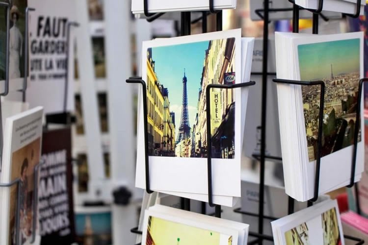 Image shows postcards of Paris.