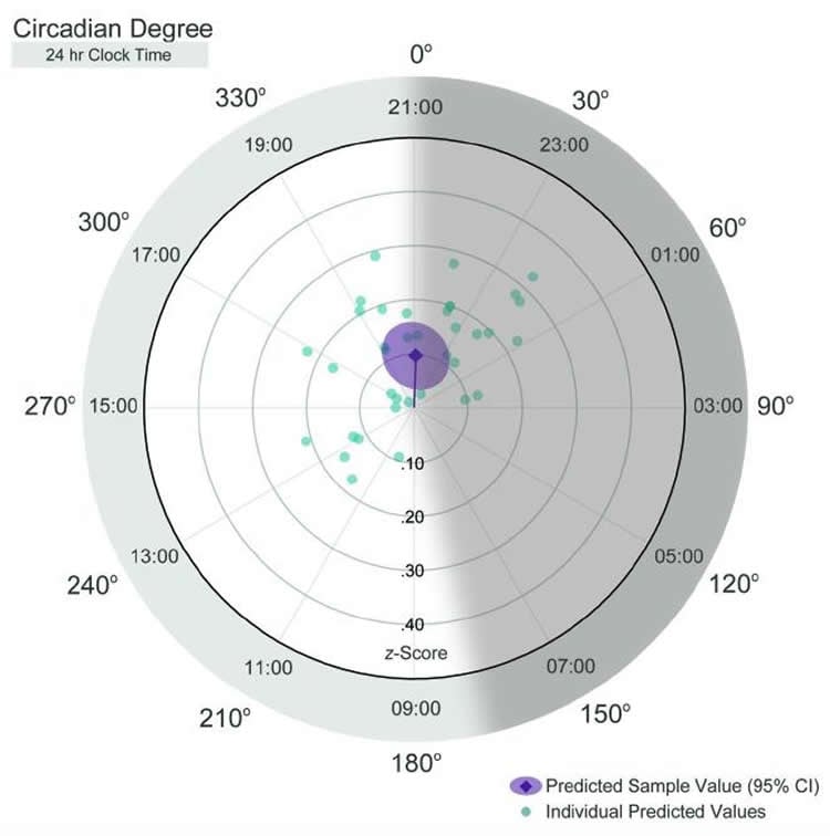 Image shows a clock with plots to show greatest olfaction sensitivity times.