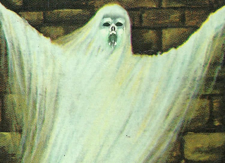 Image shows a painting of a ghost.
