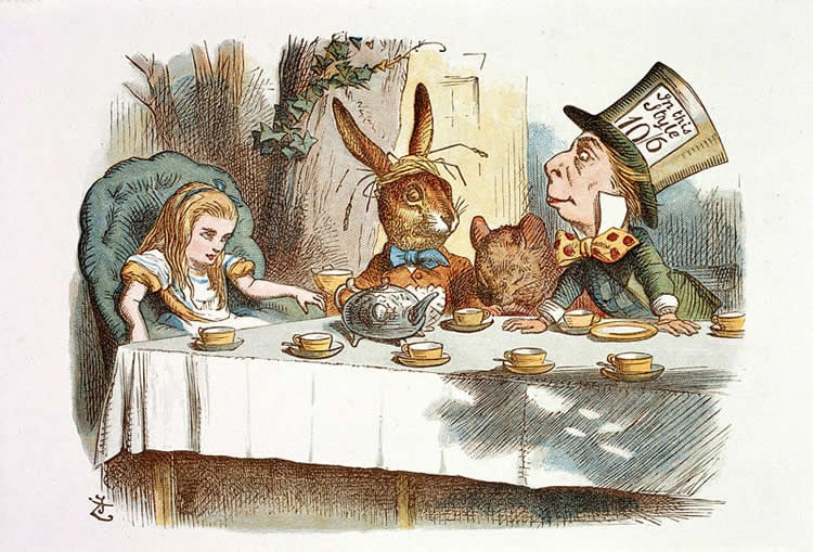 Image shows Alice and the Mad Hatter.