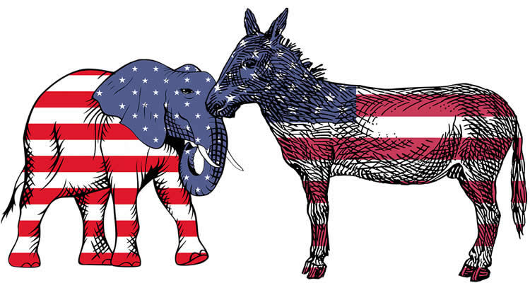 gop elephant and democrat donkey