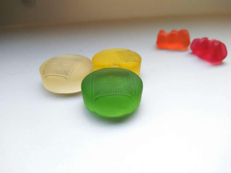 gummi candies with the MEAs printed on them
