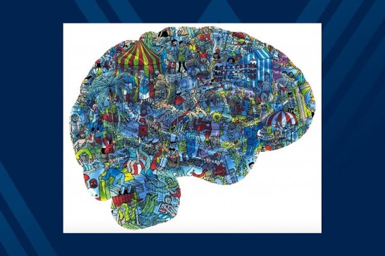 a brain made from a Where's Wally page