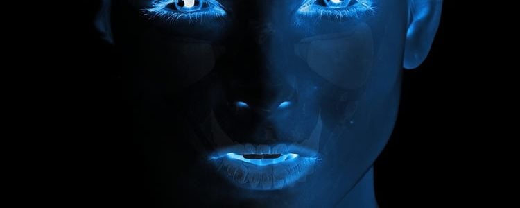 a blue face