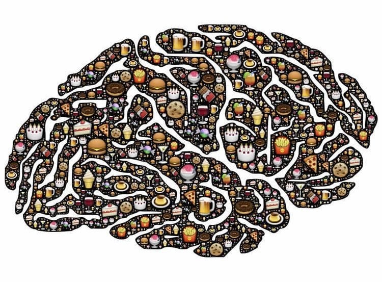 a brain made of food icons