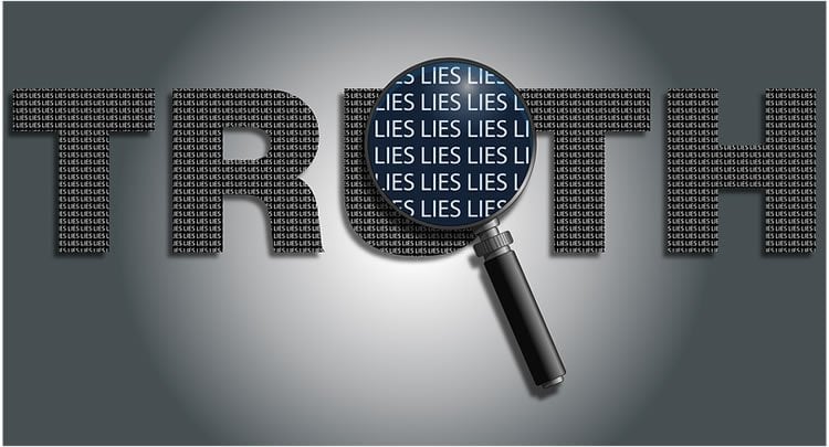 The words truth and lies are shown