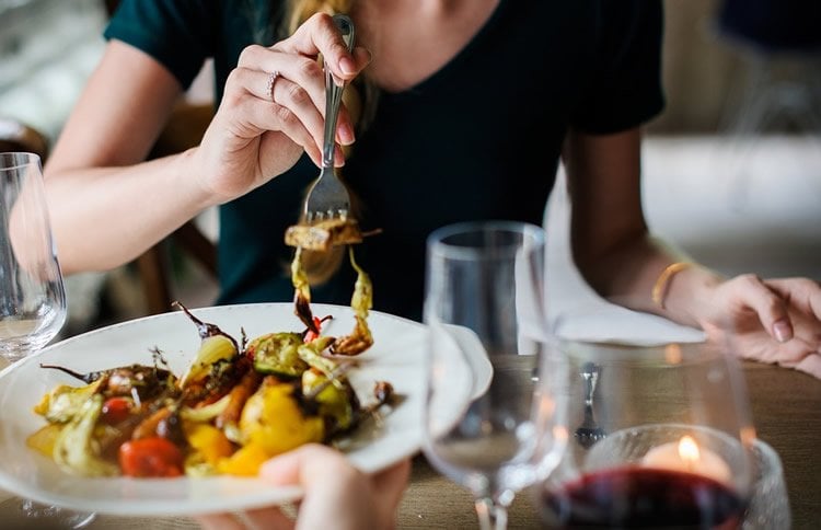 a woman eating