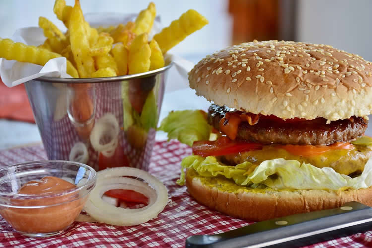 a burger and fries