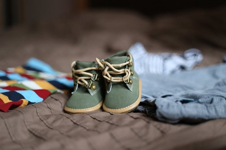 A pair of baby shoes are shown here