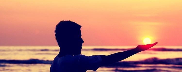 this shows a man on a beach