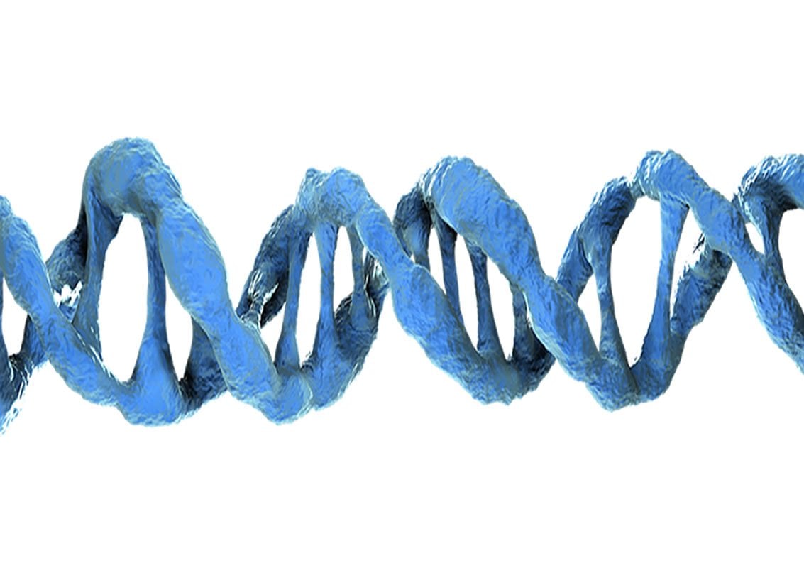 This is a blue DNA double helix