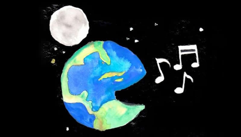 This is a drawing of the earth singing