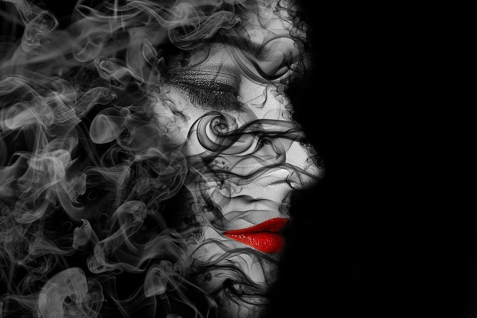 This shows a smokey face
