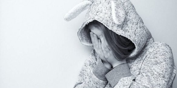 This shows a scared woman