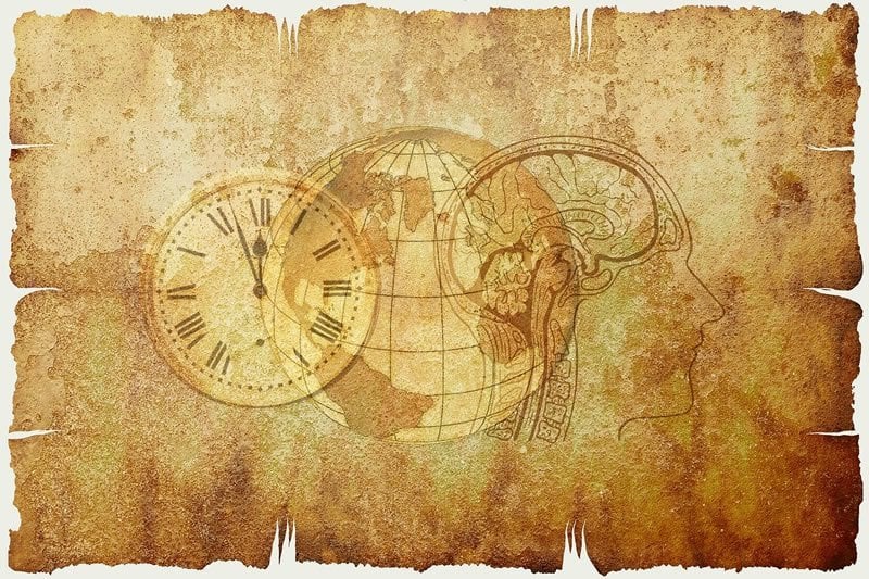 This shows a map, brain and clock