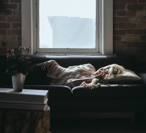 This shows a woman sleeping