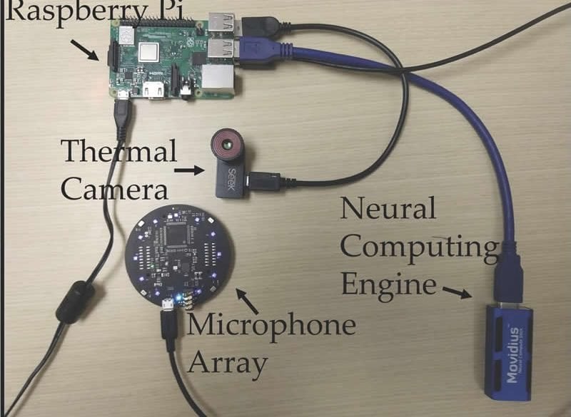 This shows the FluSense device components