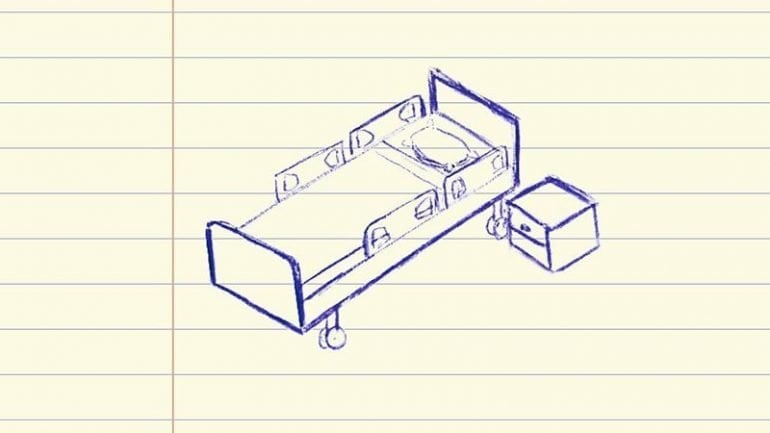 This is a drawing of a hospital bed