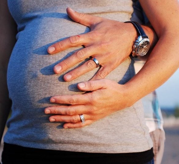 This shows a pregnant woman