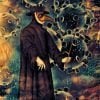 This shows a man in a plague mask and covid19