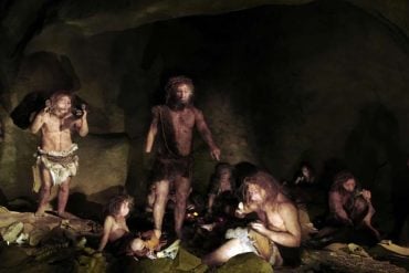 This shows a family of neanderthals