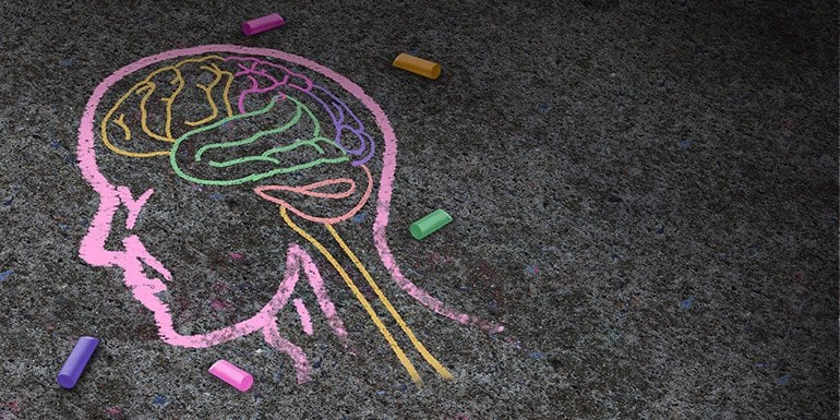This shows a chalk drawing of a brain