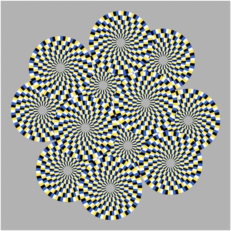 This shows a swirling ring optical illusion