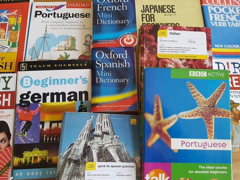 This shows different language books